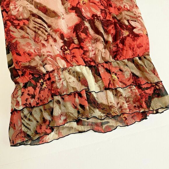 Zac & Rachel peach & brown sleeveless top beaded - Picture 7 of 8